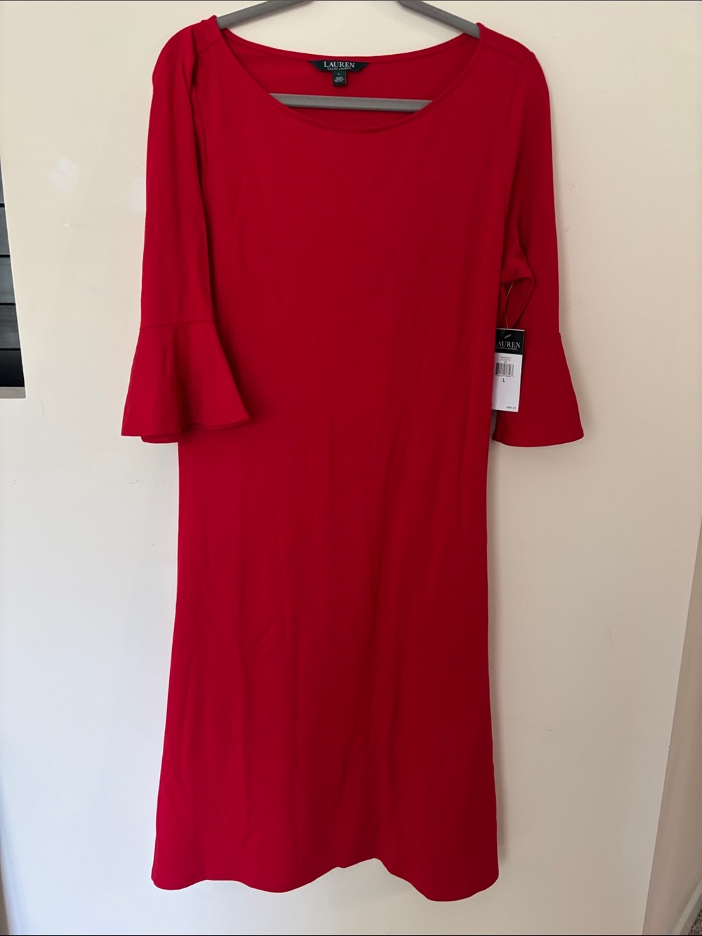 NWT Ralph Lauren Red Bell Sleeve Shift Dress